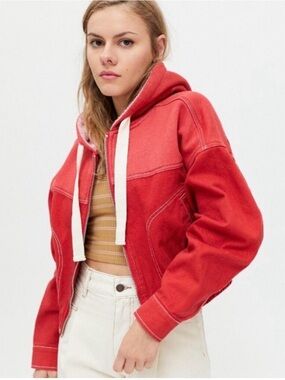 Urban Outfitters BDG Millie Colorblock Denim Bomber Jacket NWOT